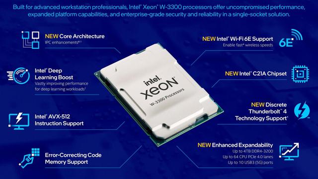 英特尔发布至强 Xeon W-3300 系列服务器处理器：最高 38 核
